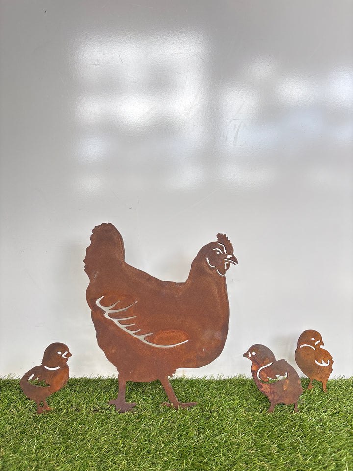 Chicken, Rooster and/or Chicks - Animal Metal Garden Art