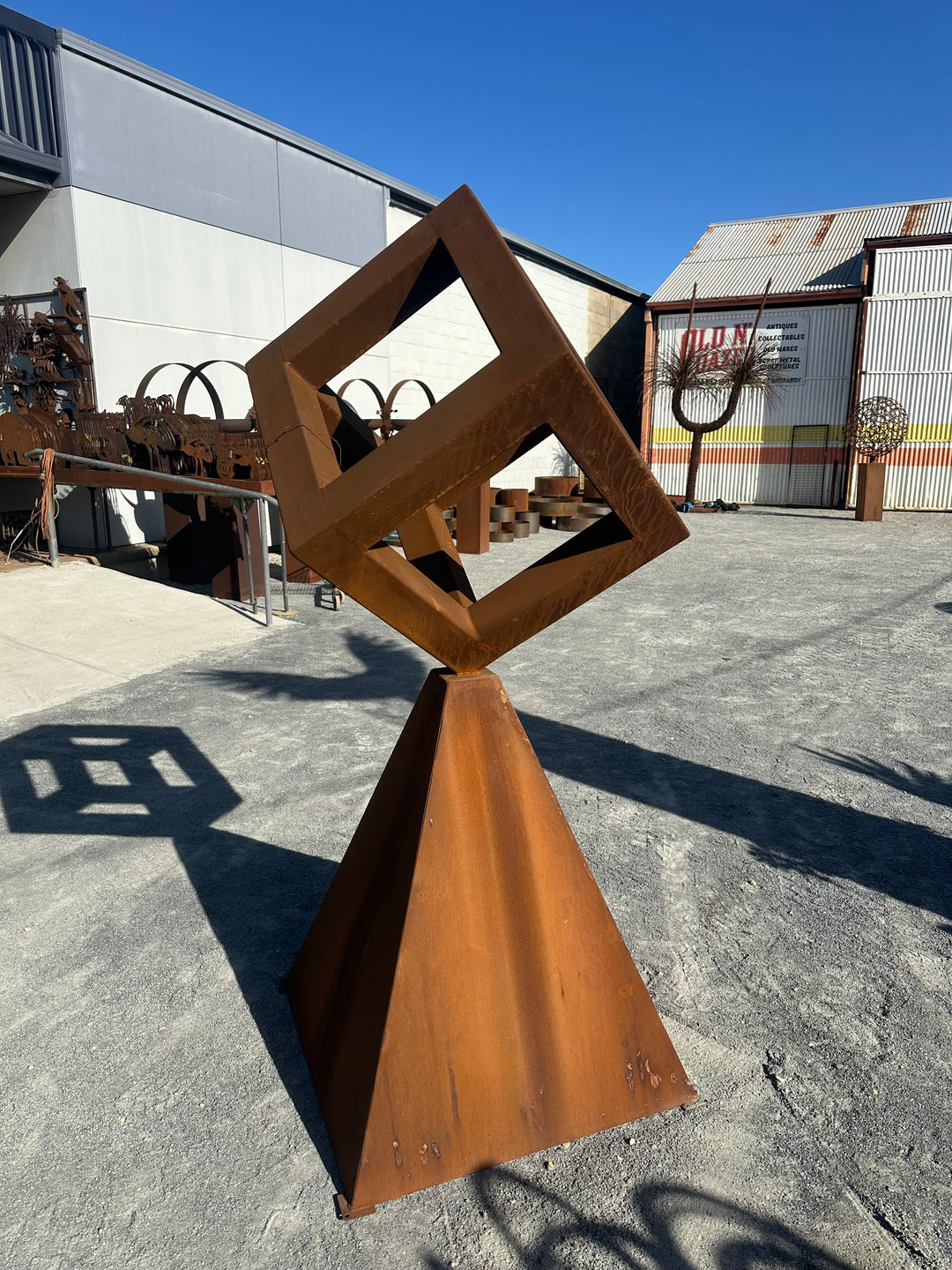 Cube Sculpture Metal Garden Art