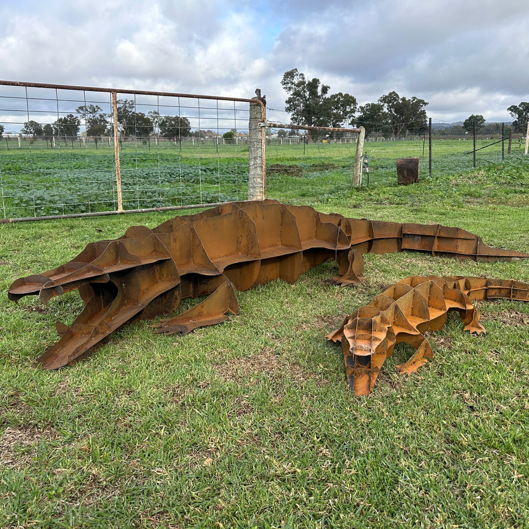 Metal Crocodile Sculpture – Australian Wildlife Garden Art