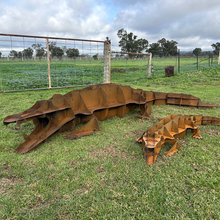 Metal Crocodile Sculpture – Australian Wildlife Garden Art