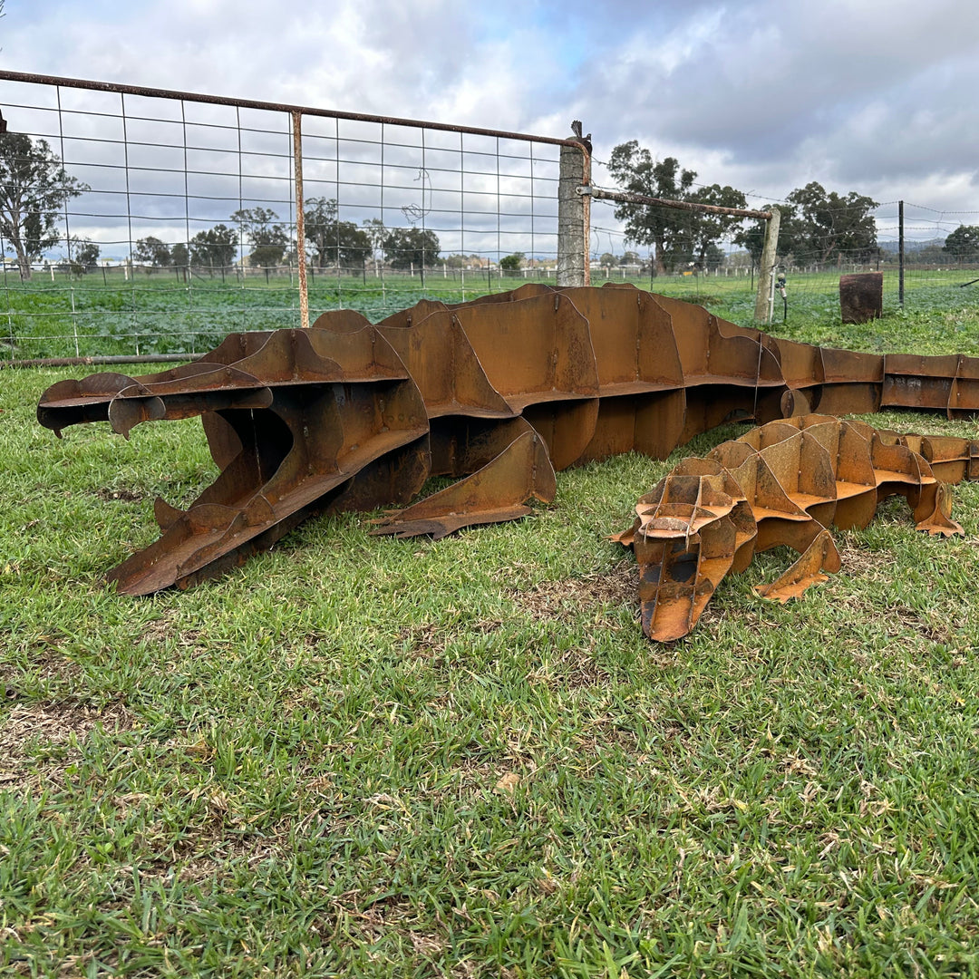 Metal Crocodile Sculpture – Australian Wildlife Garden Art