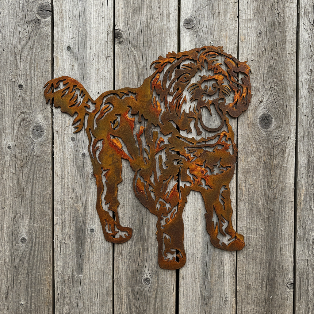 Cavoodle Metal Wall Art - Dog Garden Art
