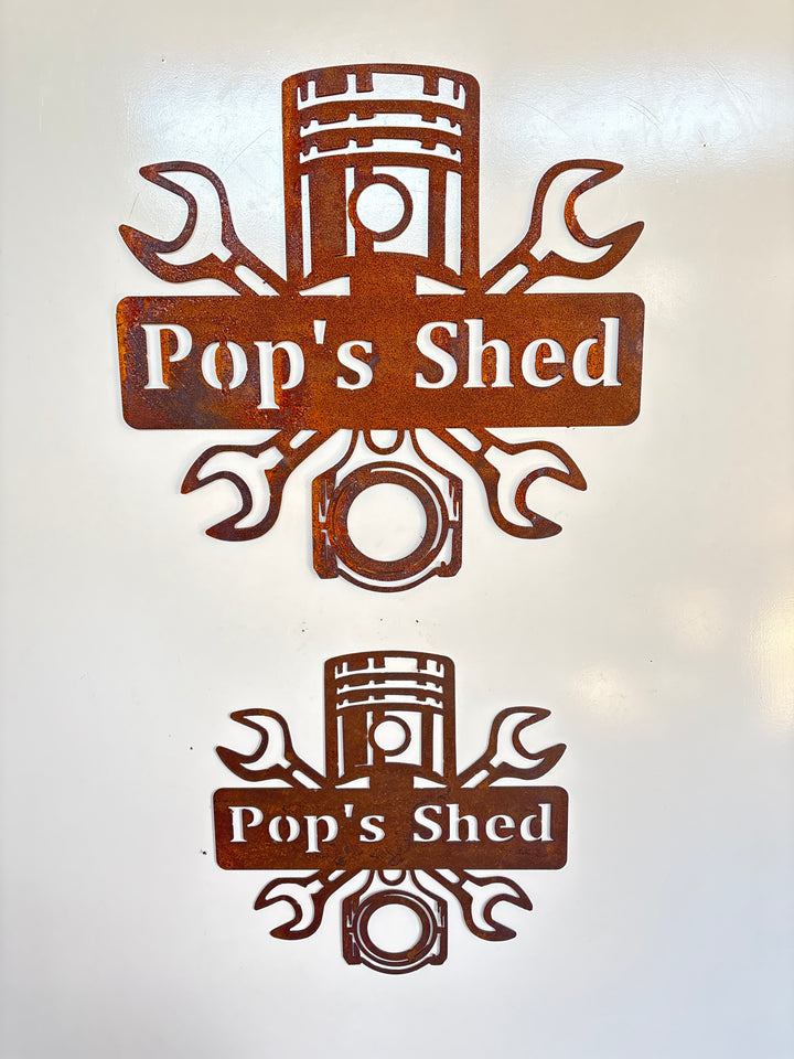 Custom Shed Sign -Metal Wall Art - Dads - Pops - Personalize