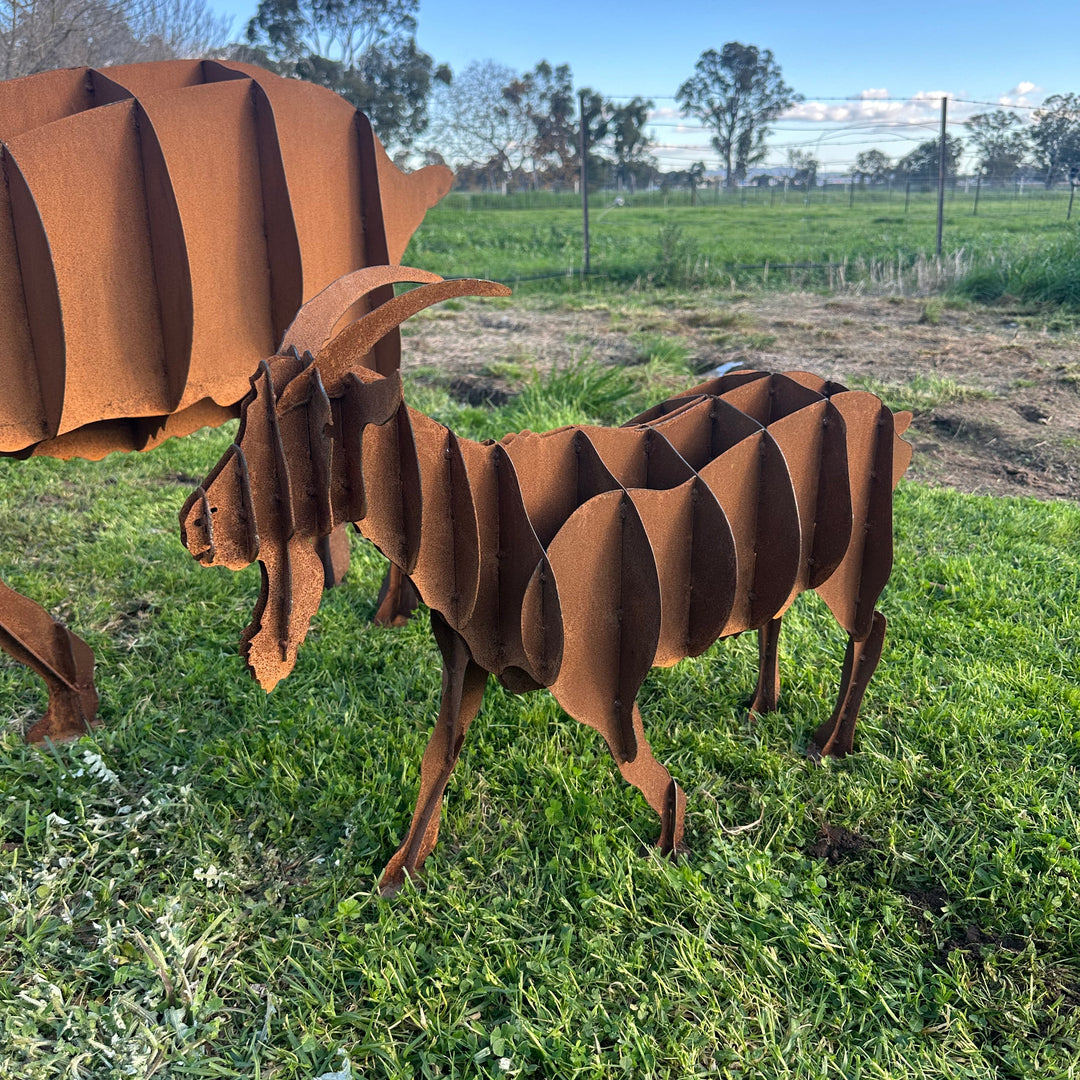 Metal Goat Sculpture – Farmyard &amp; Garden Art