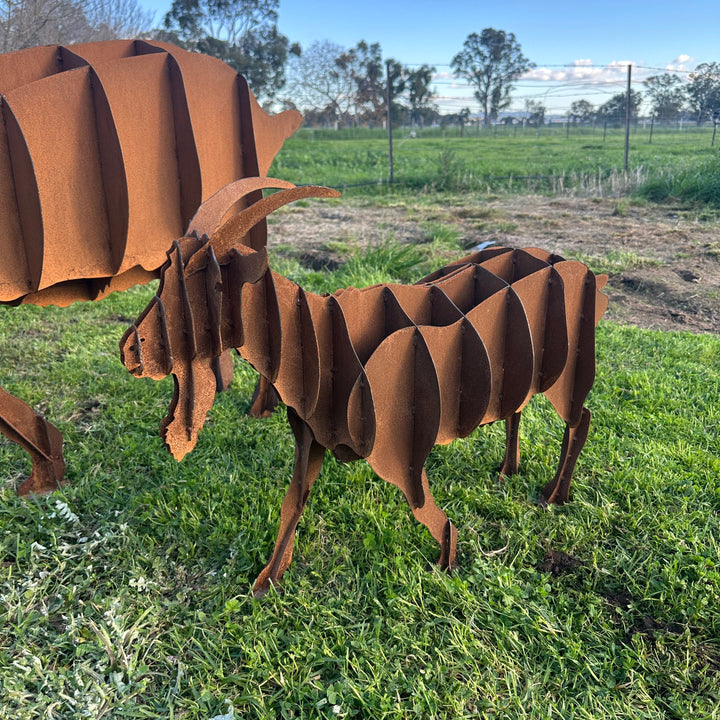 Metal Goat Sculpture – Farmyard &amp; Garden Art