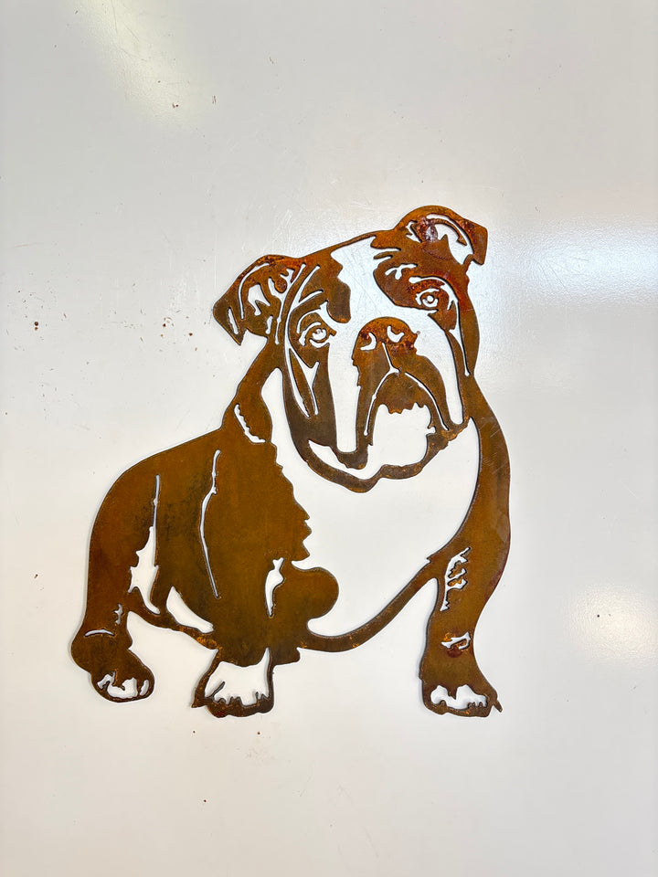 Bulldog English Dog Metal Wall Art - Garden Art
