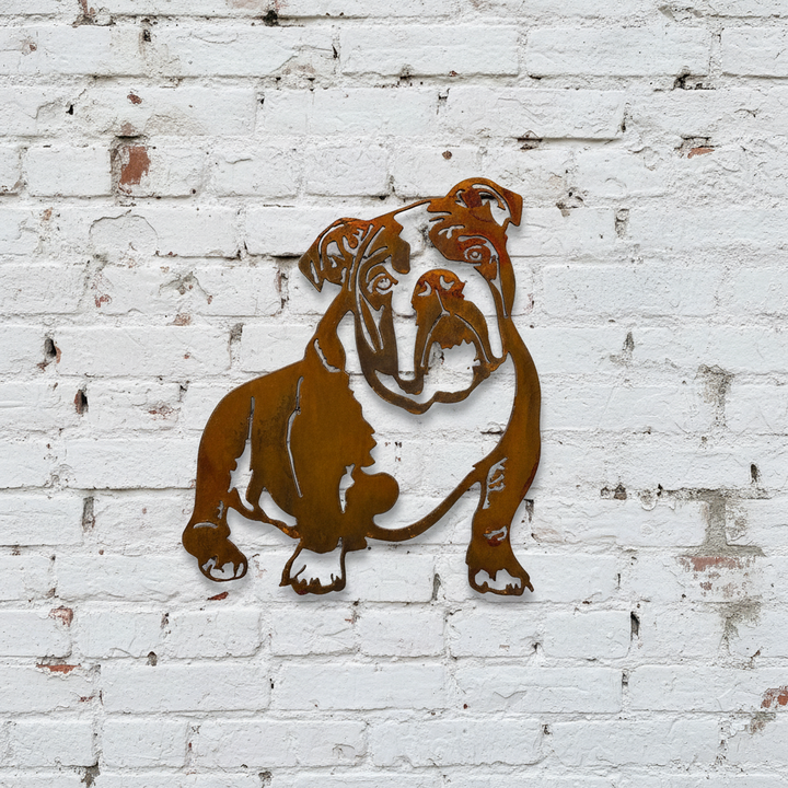 Bulldog English Dog Metal Wall Art - Garden Art