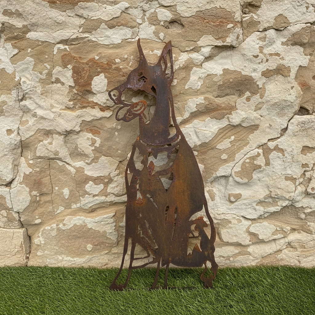 Doberman Dog Metal Wall Art - Garden Art