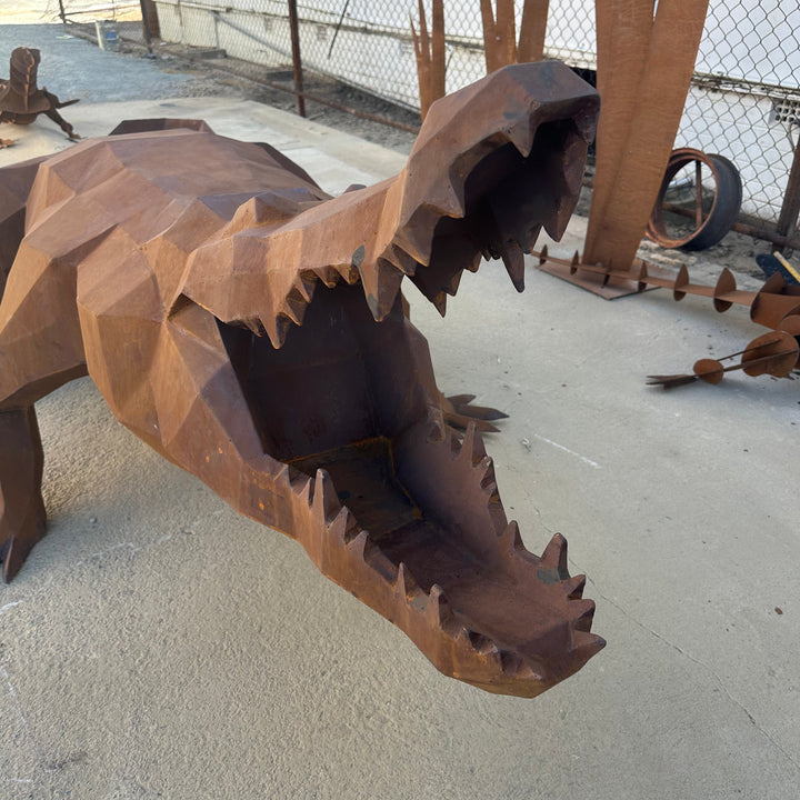 Ironjaw – Low Poly Geometric Metal Crocodile Sculpture
