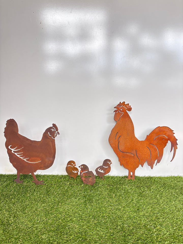Chicken, Rooster and/or Chicks - Animal Metal Garden Art