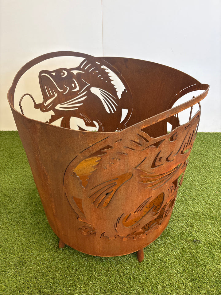 Fishing Scene Round Fire Pit