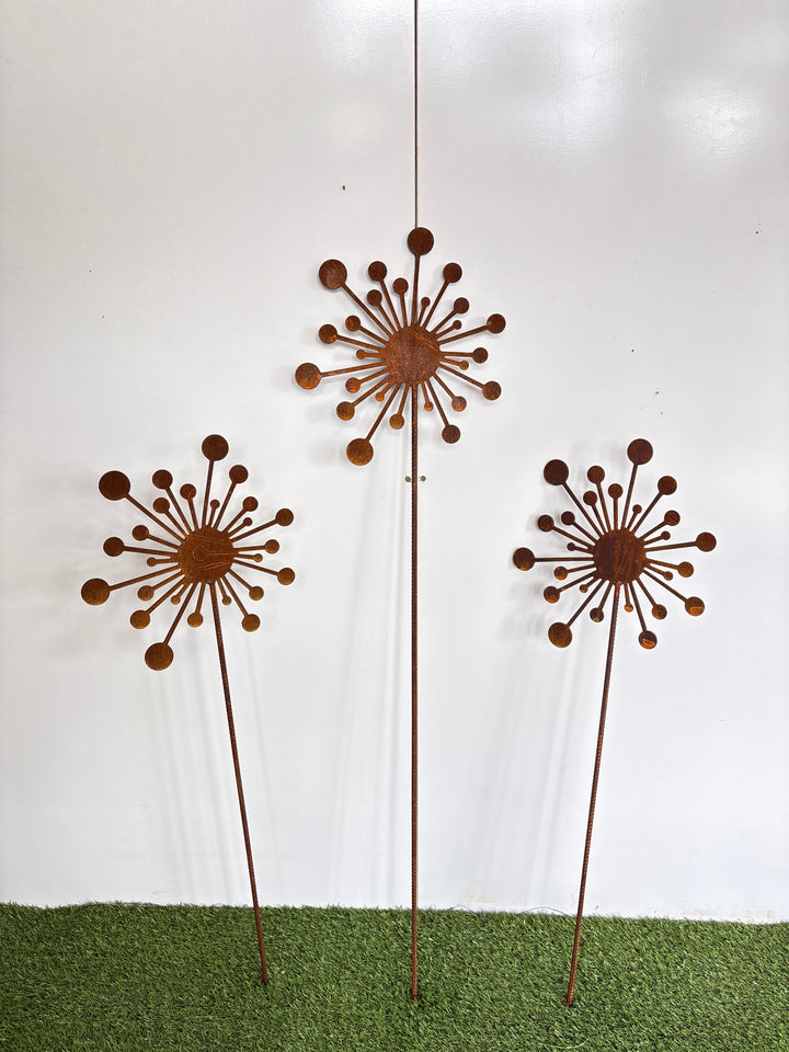 Round Dandelion Metal Garden Art