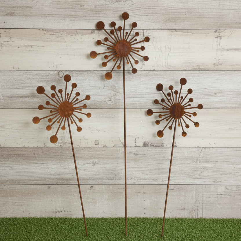 Round Dandelion Metal Garden Art