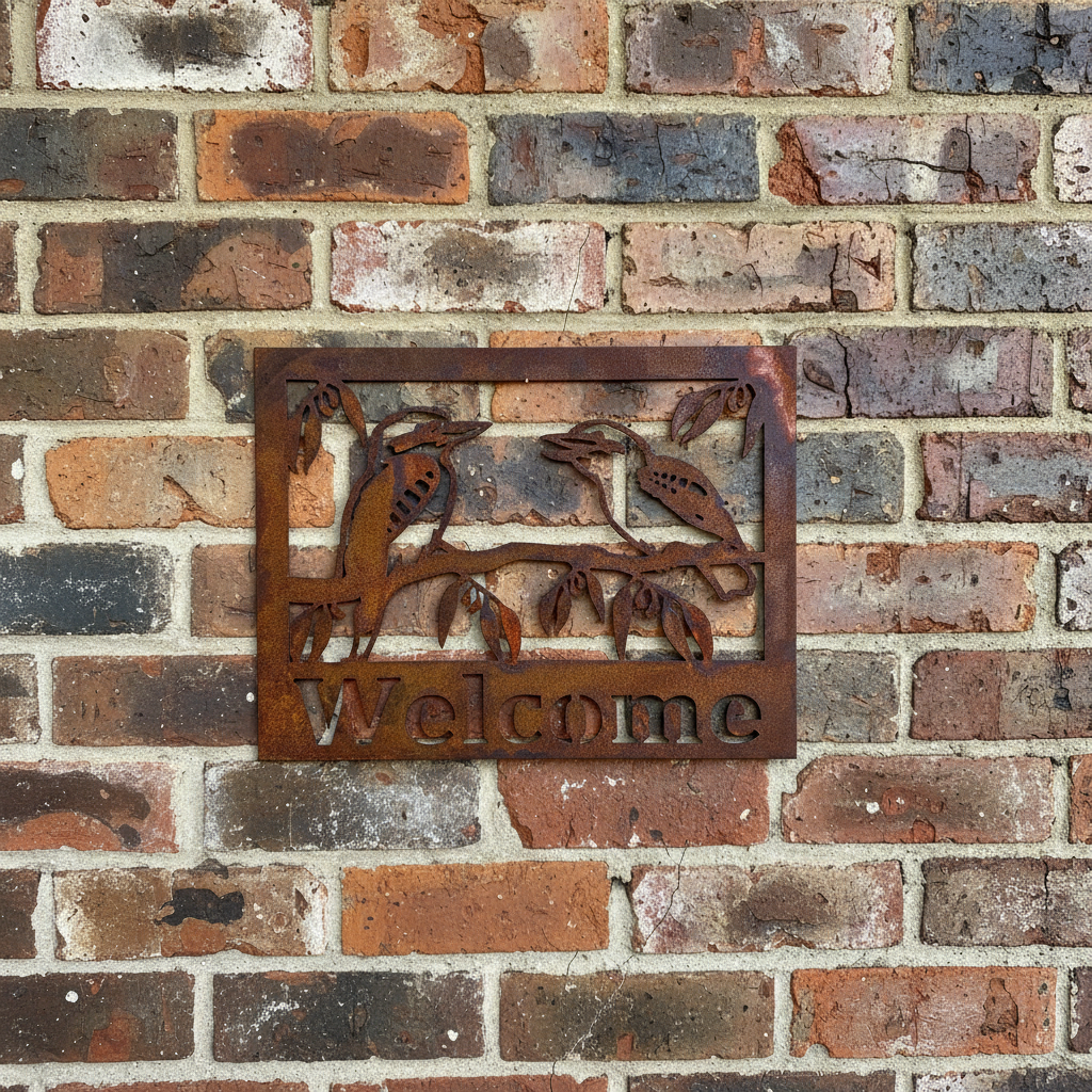 Kookaburra Welcome Sign - Metal Wall Art - Address Sign