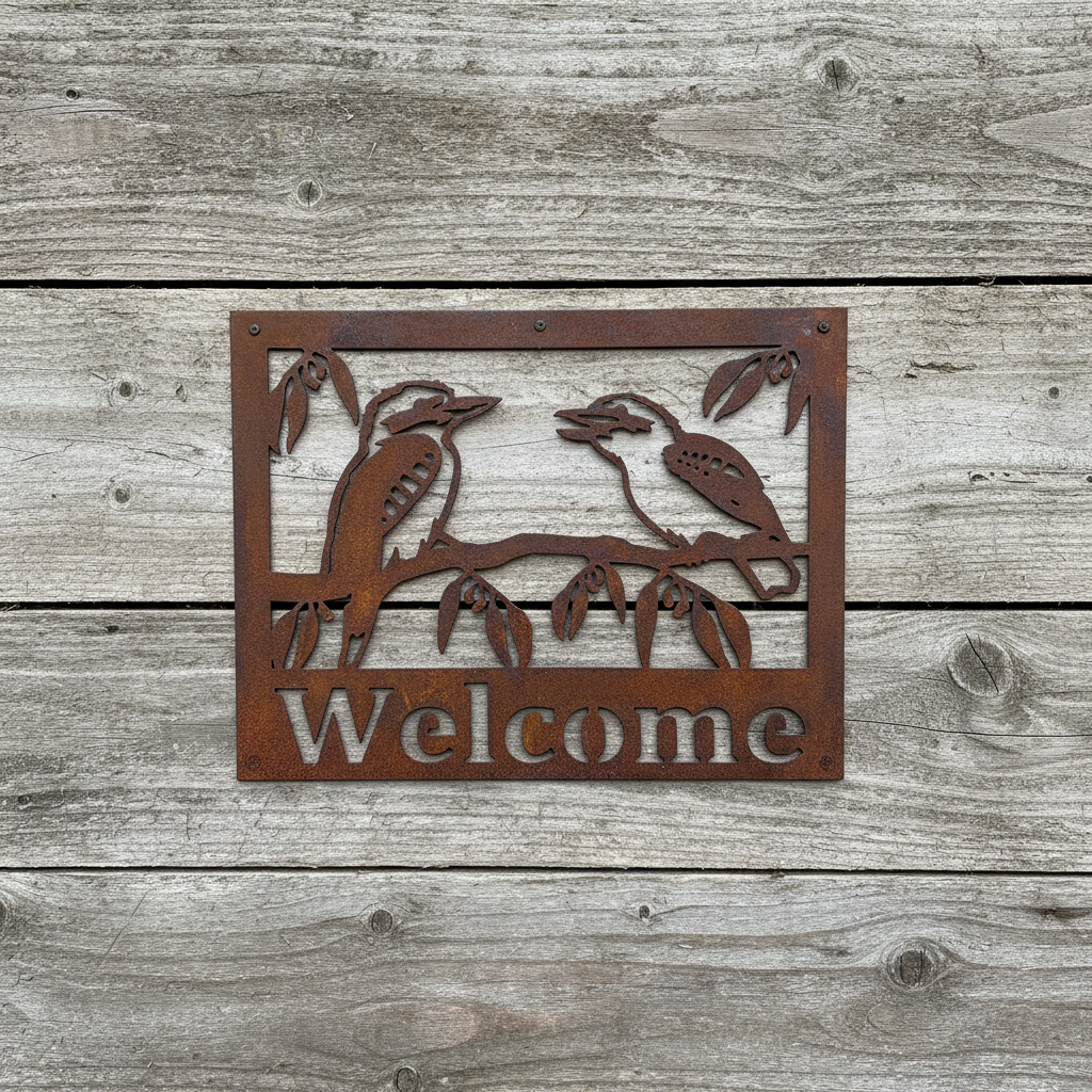 Kookaburra Welcome Sign - Metal Wall Art - Address Sign
