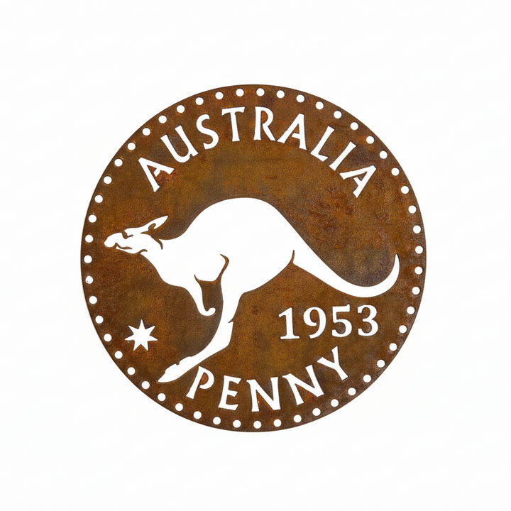 1953 Australian Penny Kangaroo Metal Wall Art