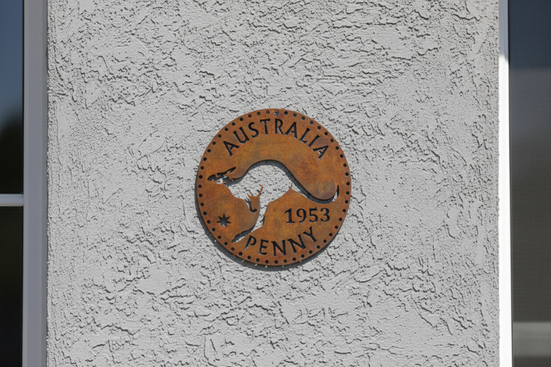 1953 Australian Penny Kangaroo Metal Wall Art