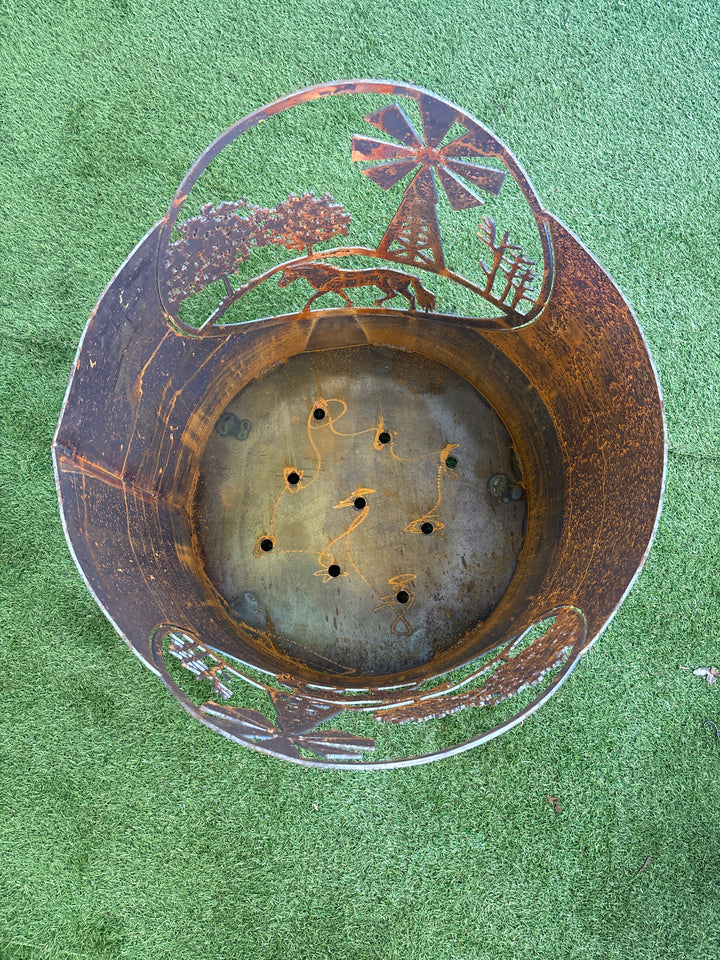 Horse Scene Round Fire Pit