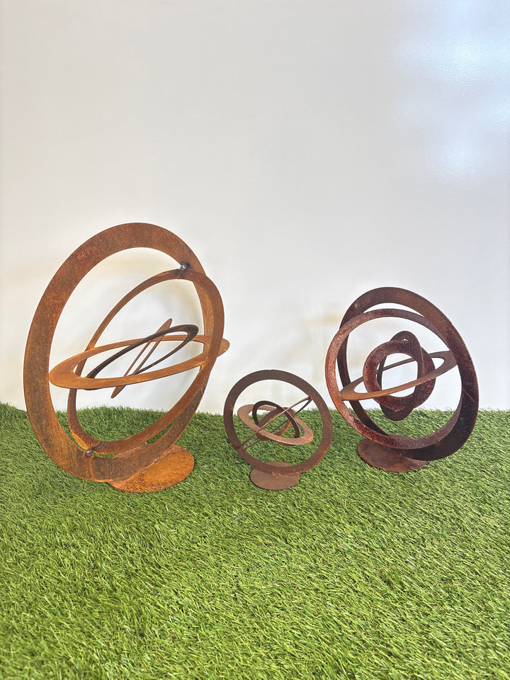 3d Garden Spheres - Sculpture - Small Set - Metal Garden Art