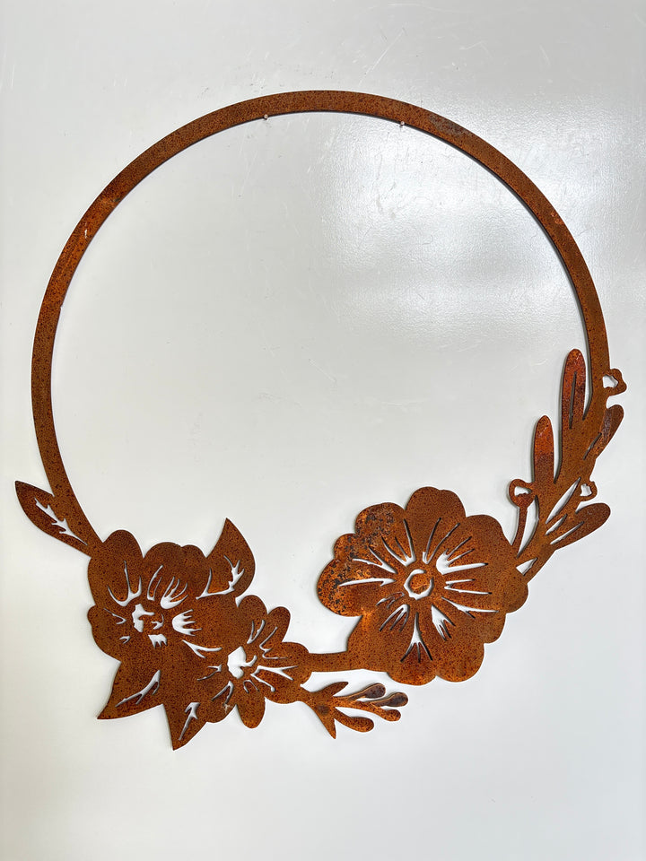Flower Frame Circle Floral Metal Wall Art nd453