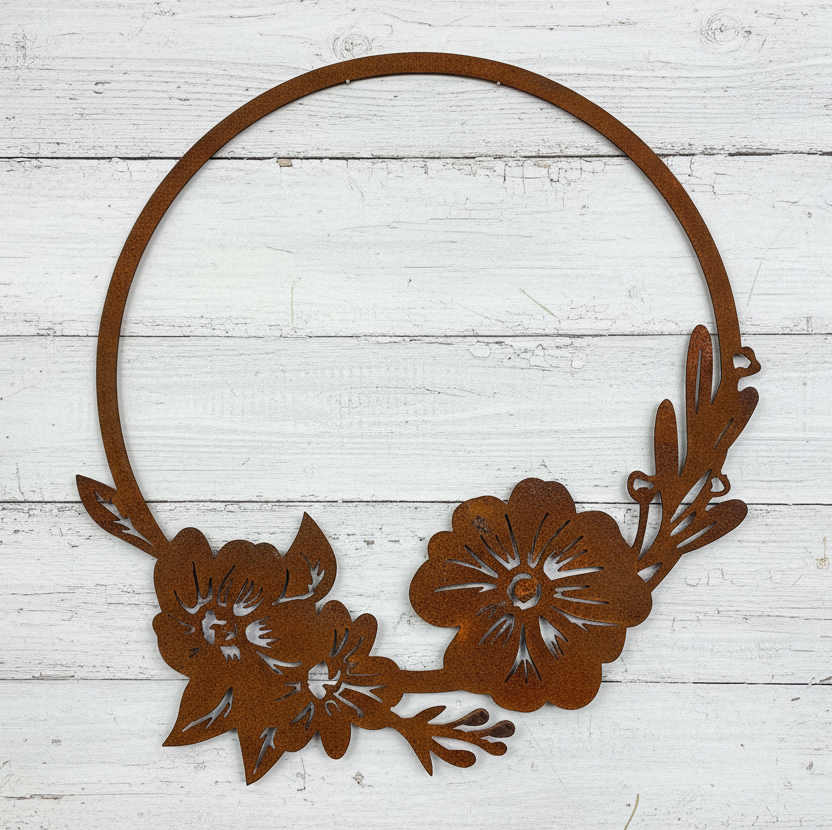 Flower Frame Circle Floral Metal Wall Art nd453