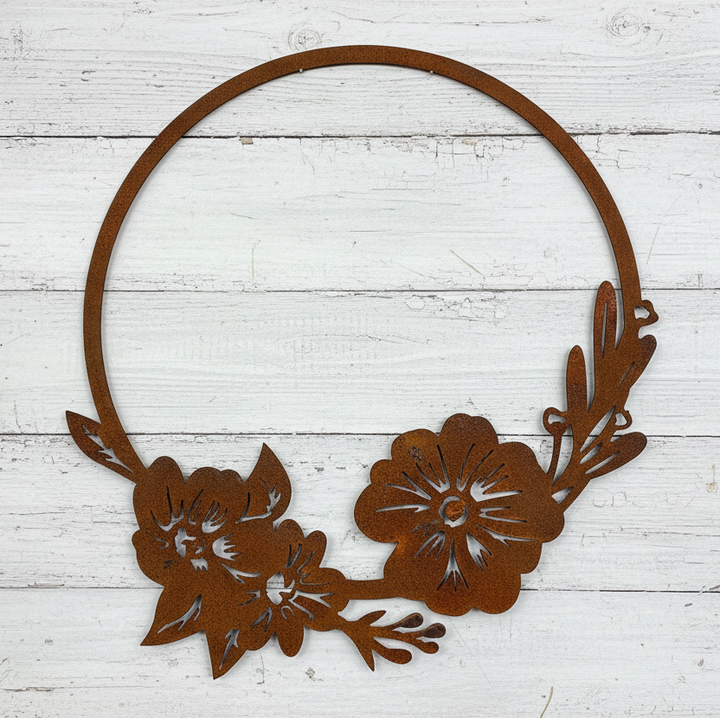 Flower Frame Circle Floral Metal Wall Art nd453