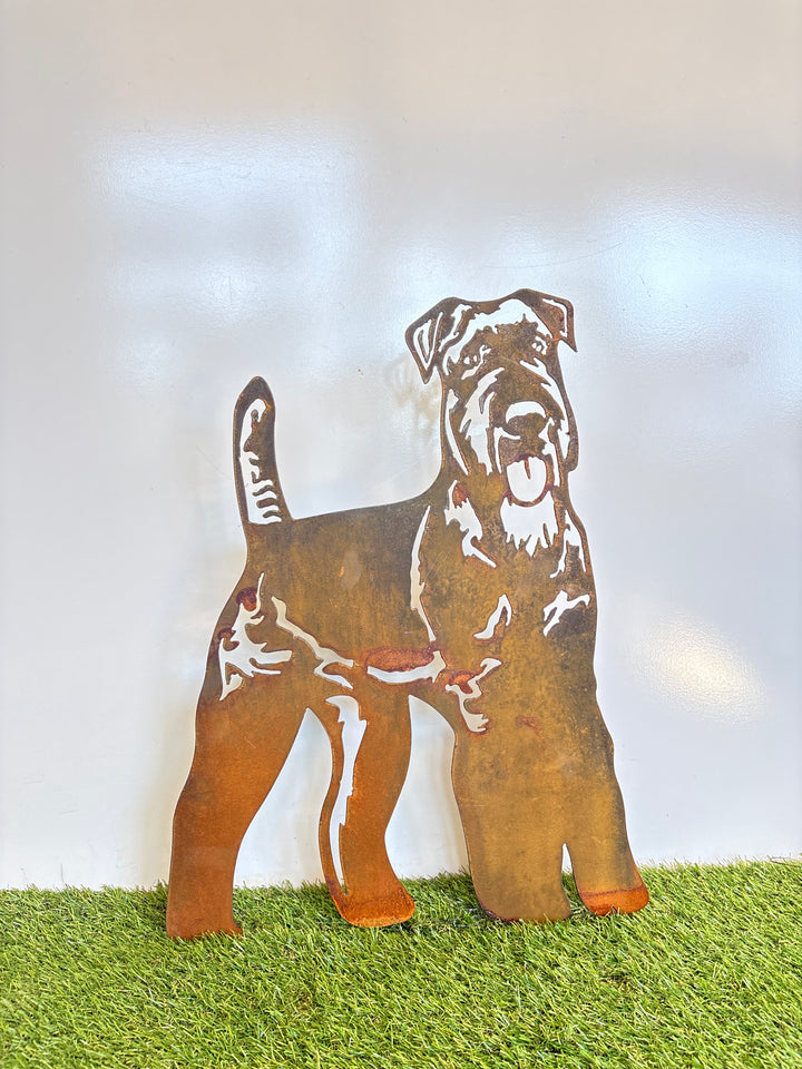 Airedale Terrier Metal Wall Art - Dog Garden Art