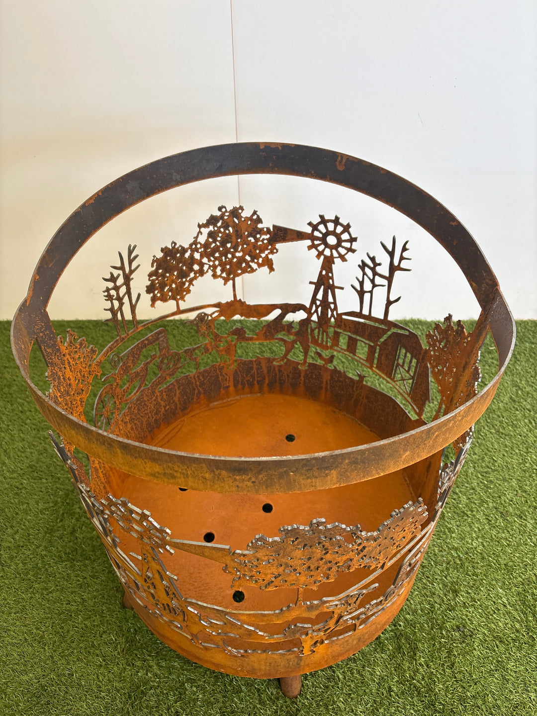 Rural Scene Round Fire Pit - Cows