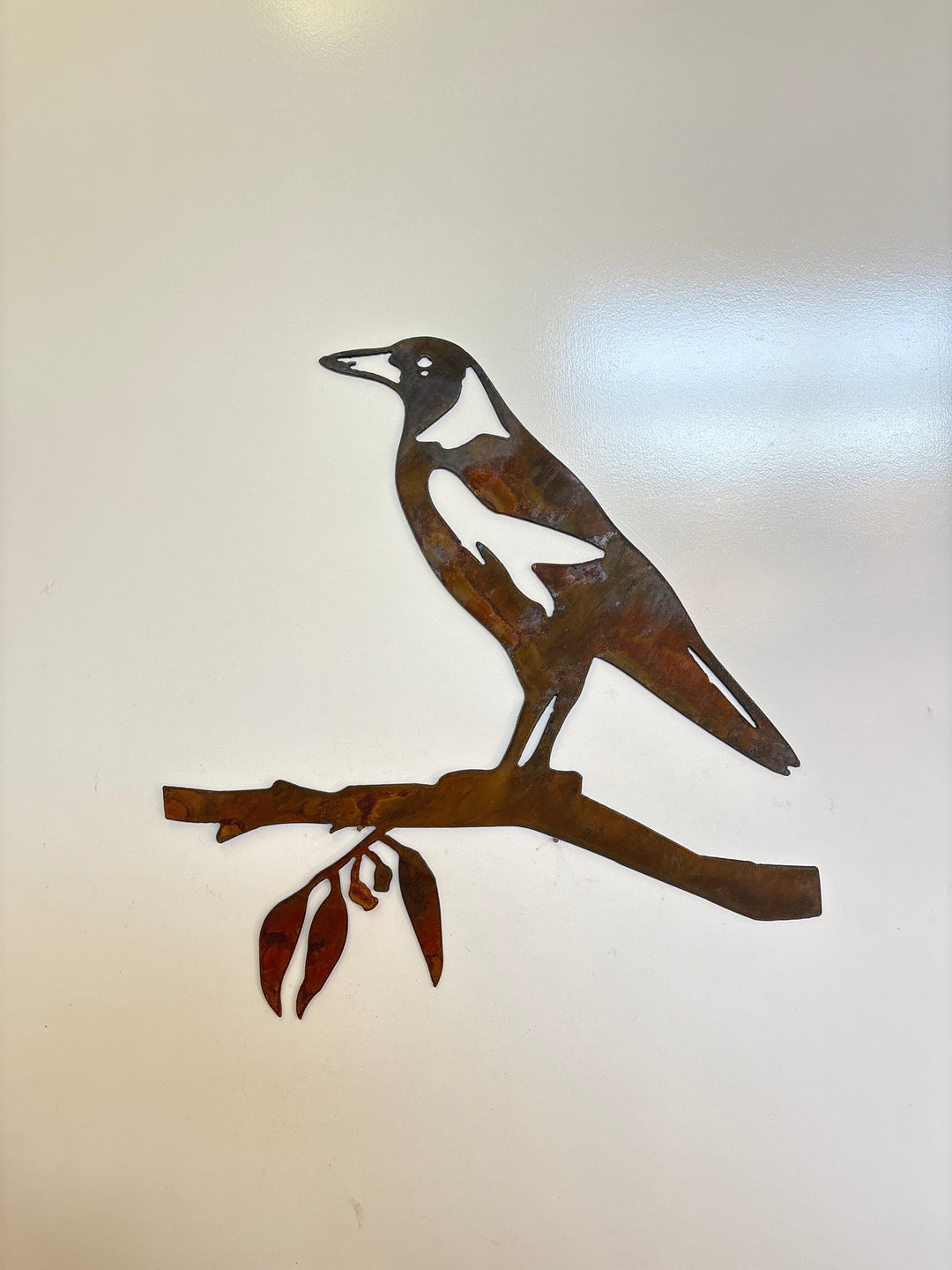 Magpie on branch Metal Wall Art