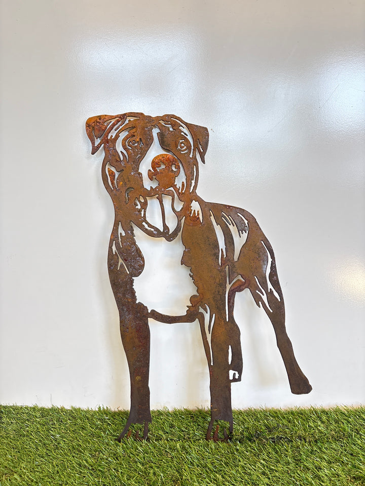 American Staffy Metal Wall Art - Dog Garden Art