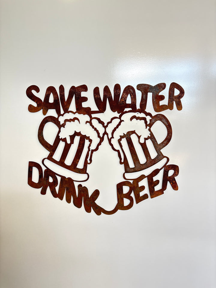 Save Water Drink Beer Sign Metal Wall Art