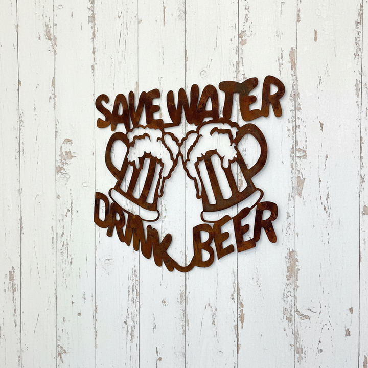 Save Water Drink Beer Sign Metal Wall Art
