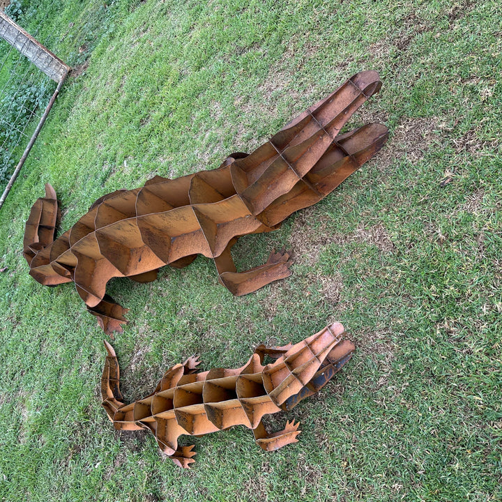 Metal Crocodile Sculpture – Australian Wildlife Garden Art