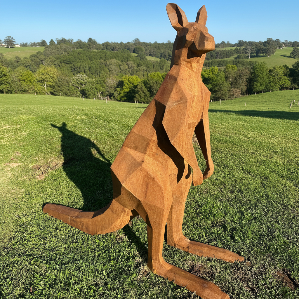 Low Poly Kangaroo – Australian Metal Kangaroo Sculpture