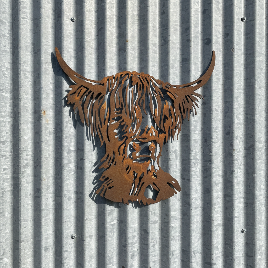 Highland Cow Metal Wall Art