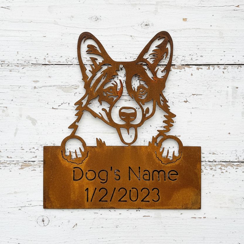 Pembroke Welsh Corgi - Dog Memorial Plaque - Metal Art
