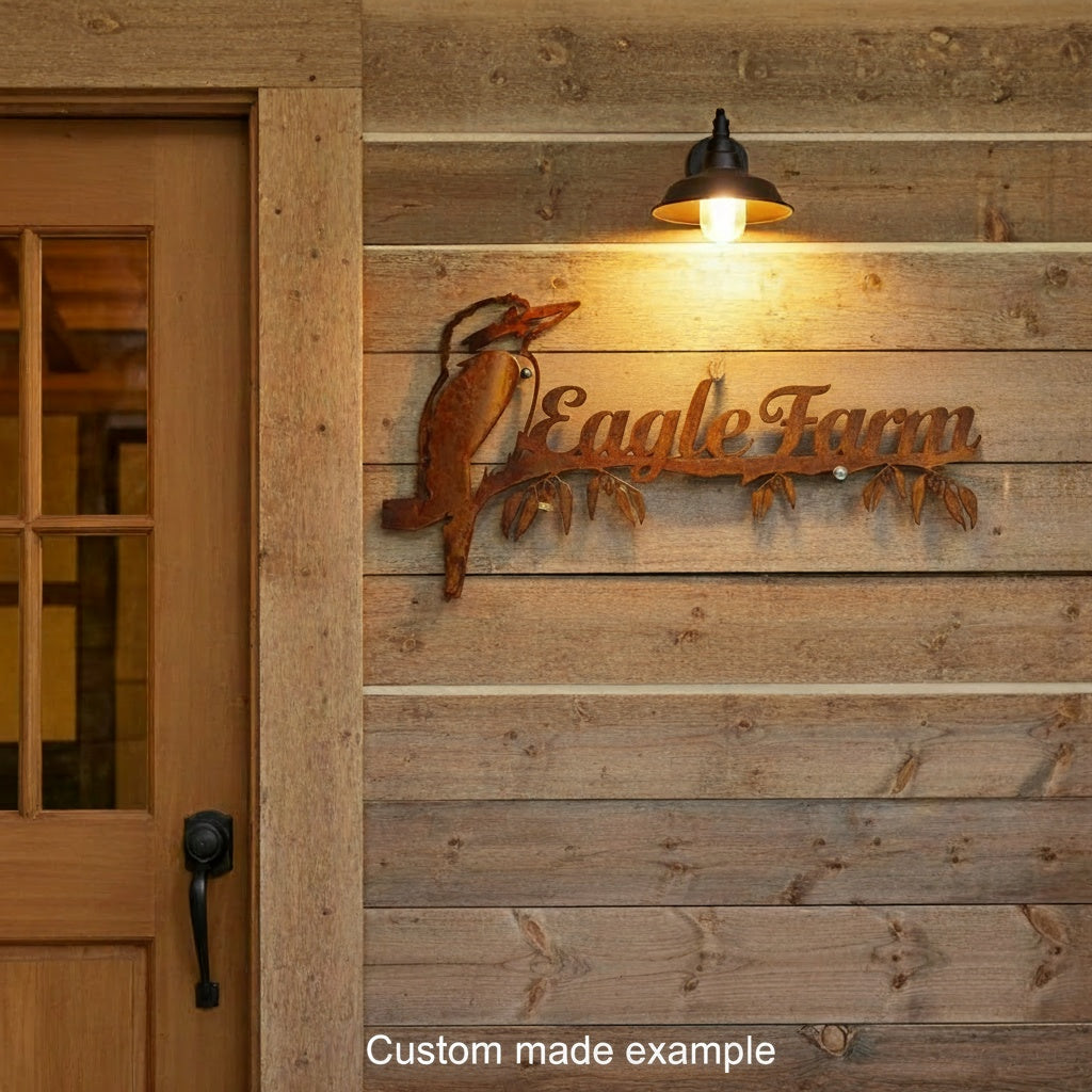 Kookaburra Metal Welcome Sign - Custom wording available