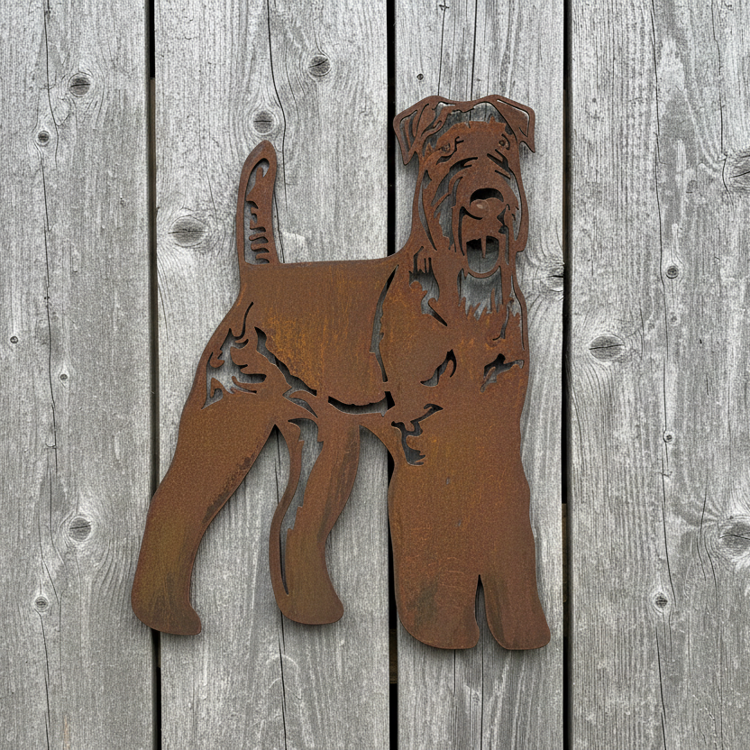Airedale Terrier Metal Wall Art - Dog Garden Art