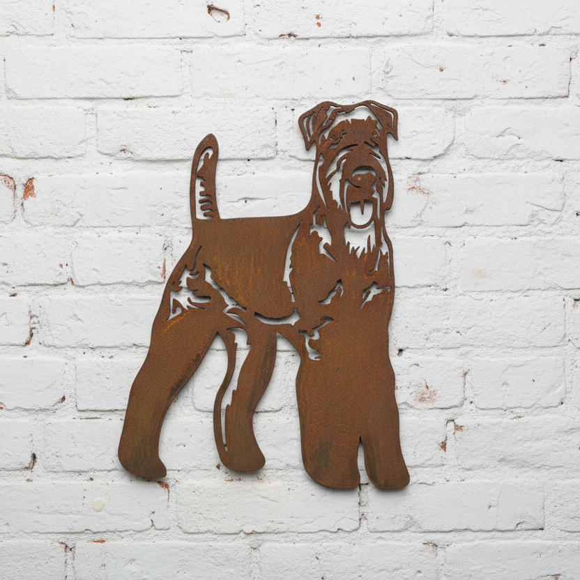 Airedale Terrier Metal Wall Art - Dog Garden Art