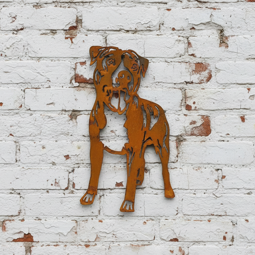 American Staffy Metal Wall Art - Dog Garden Art