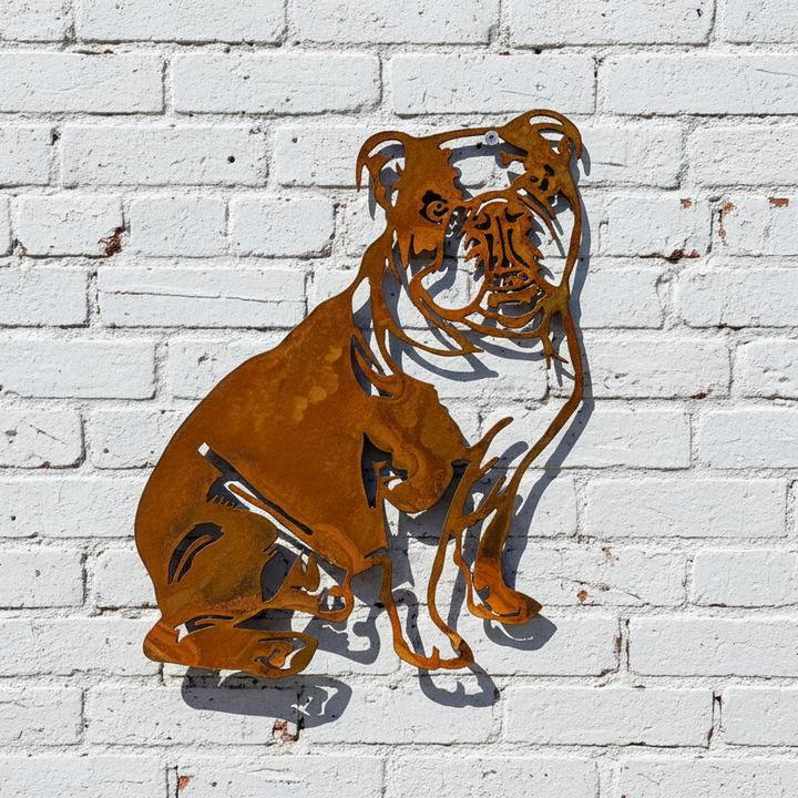 Australian Bulldog Metal Wall Art - Dog Garden Art