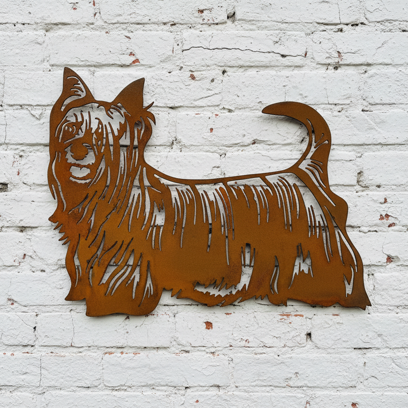 Australian Silky Terrier Metal Wall Art - Dog Garden Art