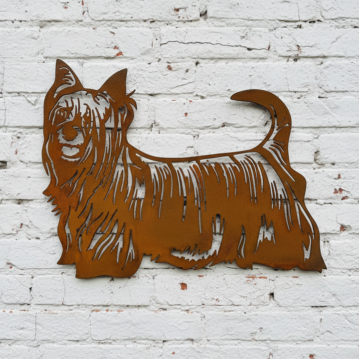 Australian Silky Terrier Metal Wall Art - Dog Garden Art