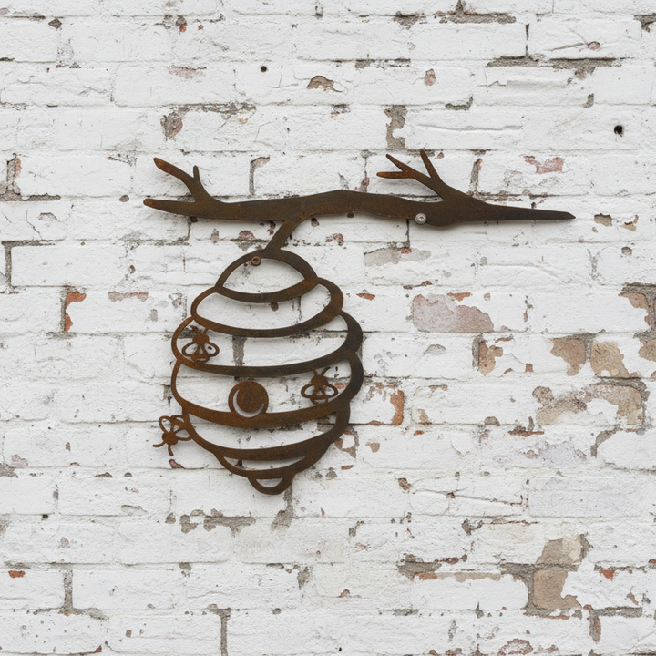 Bee Hive On A Branch -Metal Wall Art