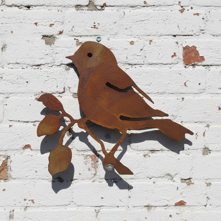 Bird on Branch Metal Wall Art