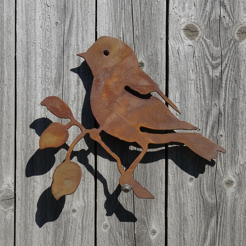 Bird on Branch Metal Wall Art