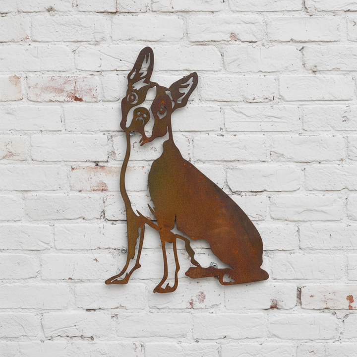 Boston Terrier Metal Wall Art - Dog Garden Art