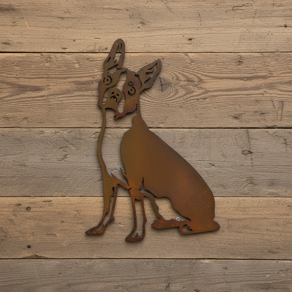 Boston Terrier Metal Wall Art - Dog Garden Art