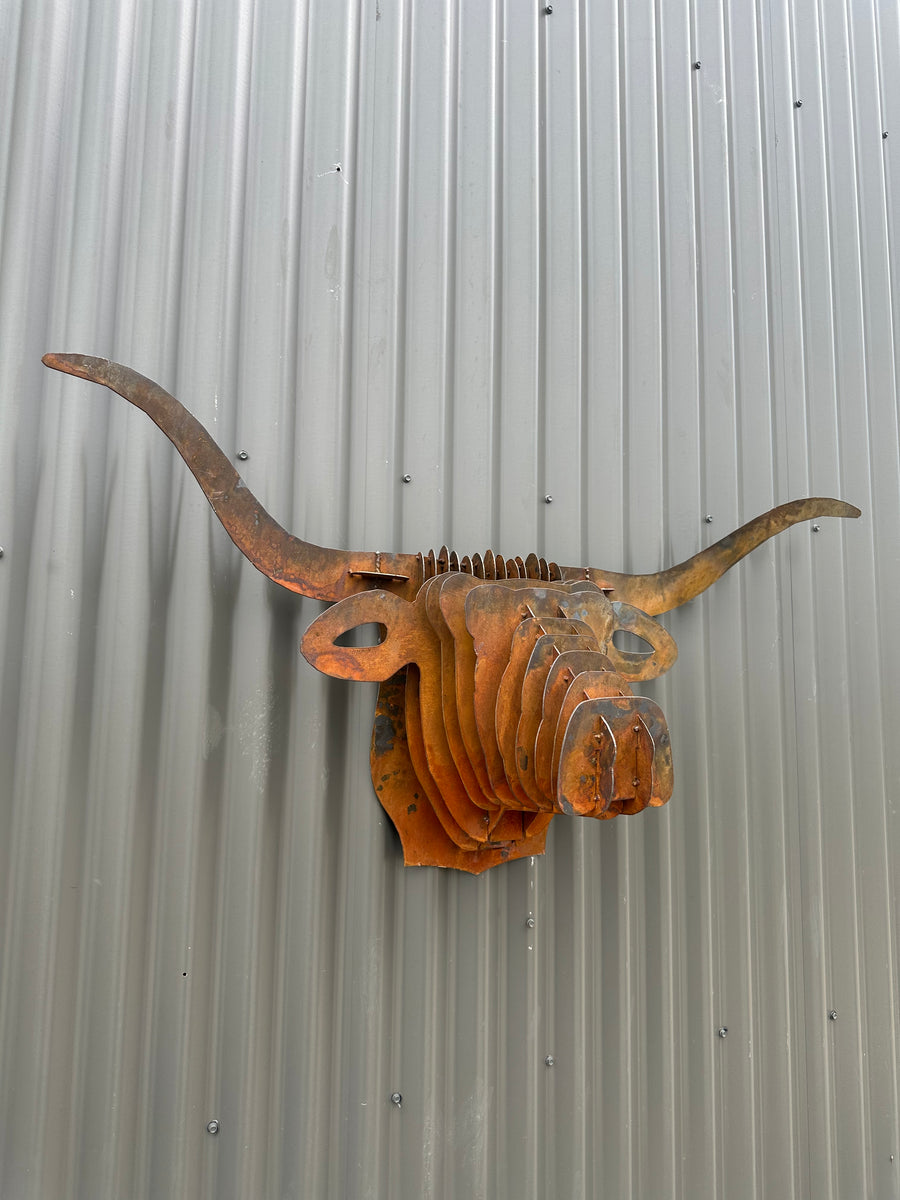 Bull Head - Metal Sculpture - Garden Sculptures-Old n Dazed