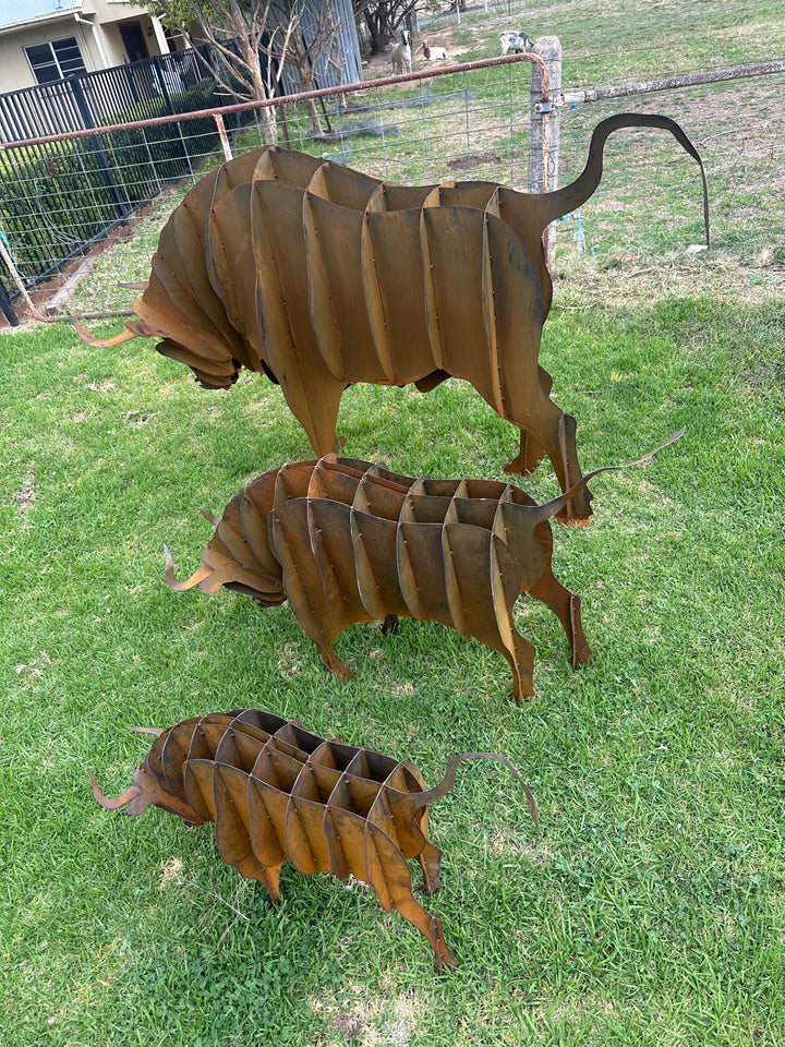 Bull - Metal garden Sculpture - Large Feature - Statement Piece-Old n Dazed